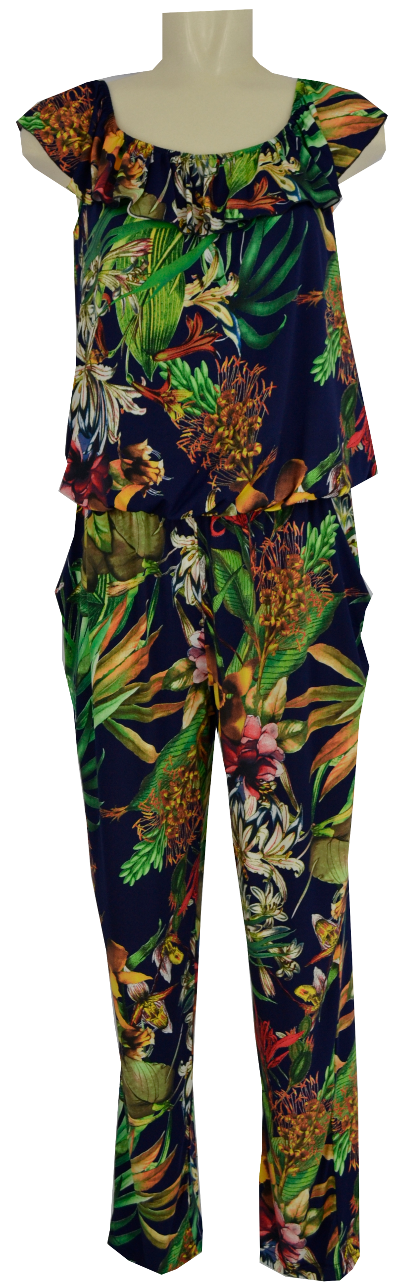 8241-Navy-Jungle Sommerlicher Jumpsuit