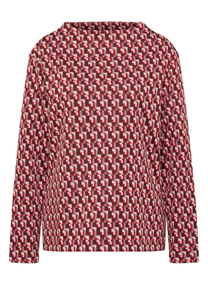 3/4 Arm T-Shirt in bordeaux mit dezentem Muster