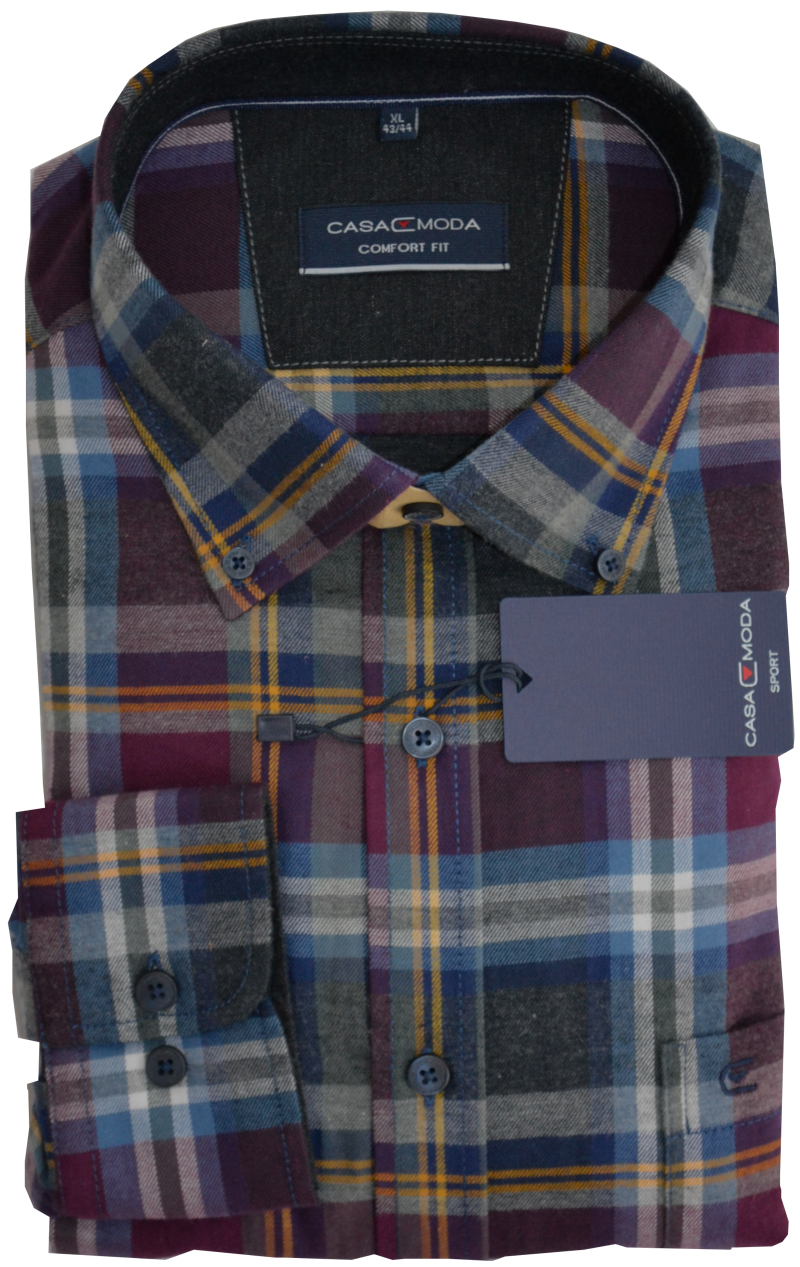 423984100-400 1/1 Arm Flanellhemd in mehrfarbig braun kariert