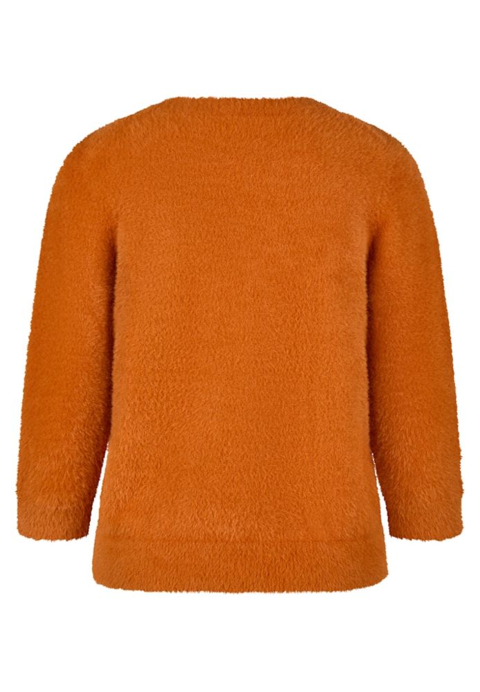 Flauschiger Pullover in uni muskat