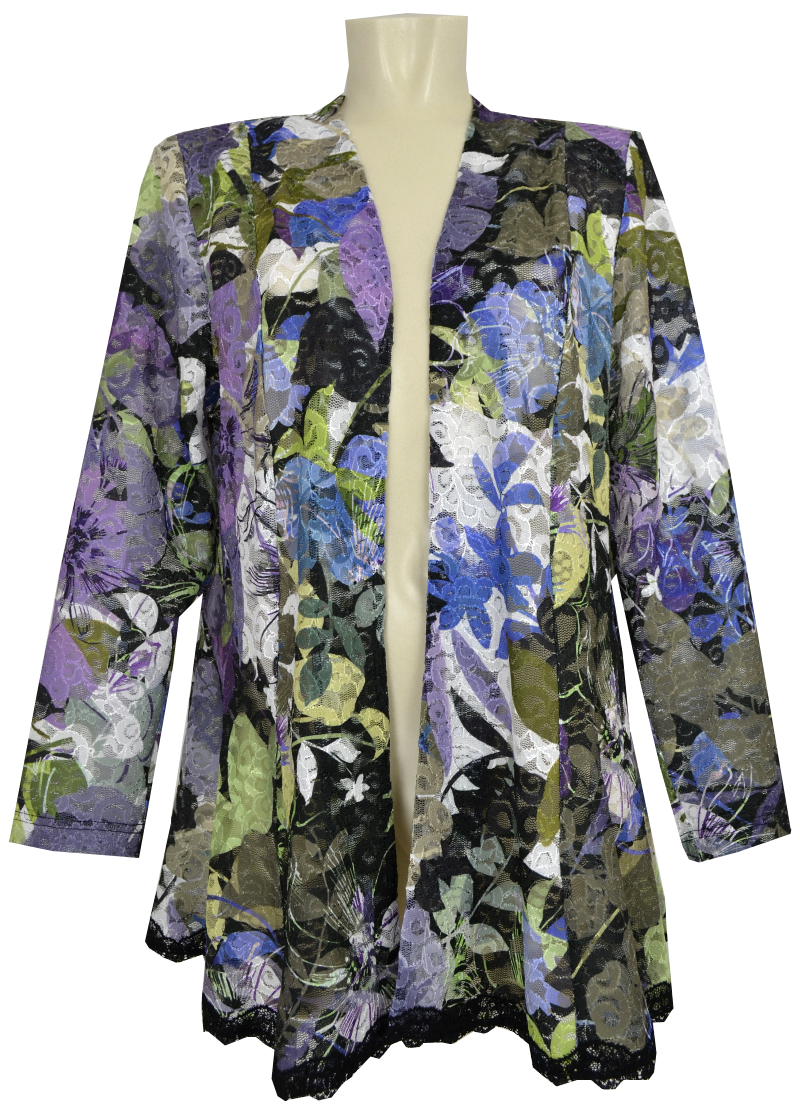820993-D296 Leicht transparente Jacke aus feiner Spitze