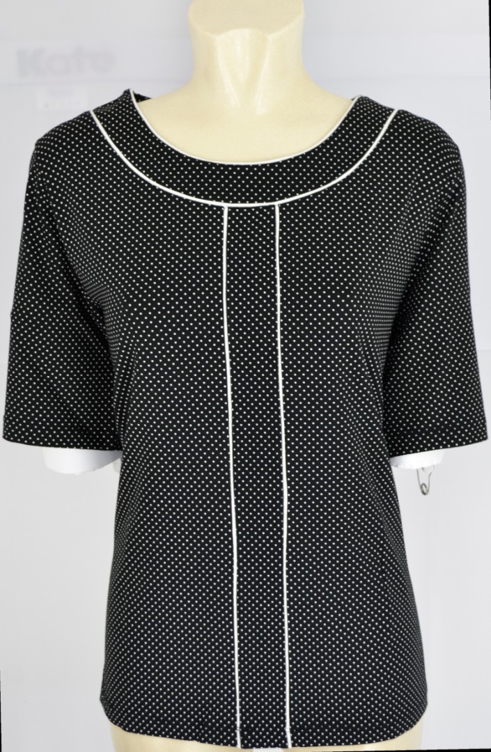 1/2 Arm T-Shirt in schwarz-weiß gepunktet