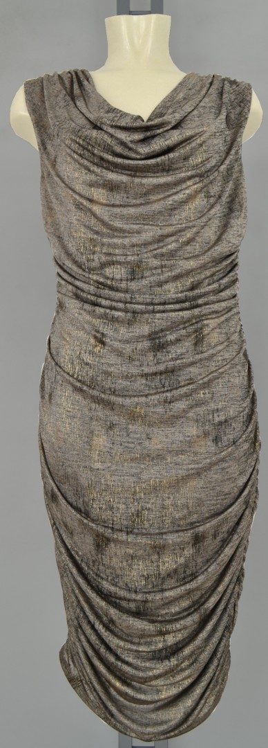 Etuikleid in stretch mit Glanzeffekt in Gold