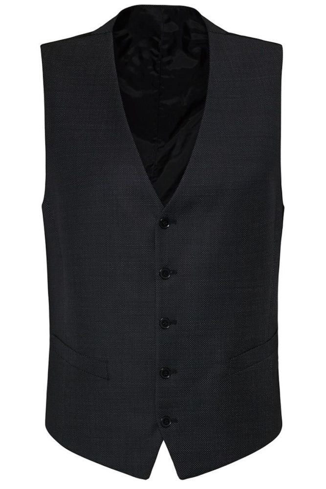 Anzugweste in Schwarz mit feiner körniger Struktur