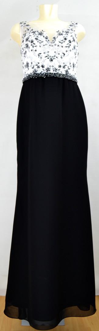 Langes Abendkleid in Black-White