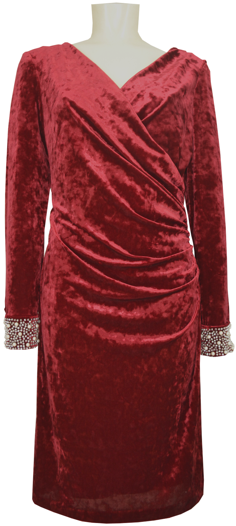 189370-RED Mittellanges Samtkleid in Red