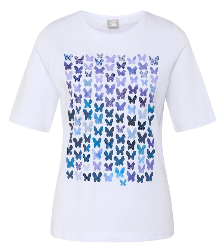 1/2 Arm Shirt mit romantischen Schmetterlingen und Glanz