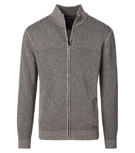 Strickjacke mit R-V in Braun meliert