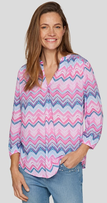 3/4 Arm Blusen-Shirt in mehrfarbig gemustert