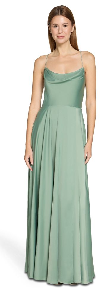 Langes Ballkleid in foggy green