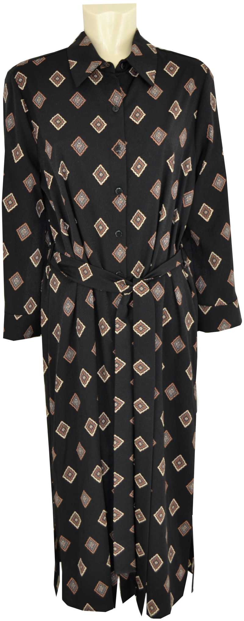 Hemdkleid in schwarz mit Print
