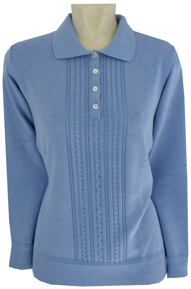 Pullover mit Kragen in bleu meliert