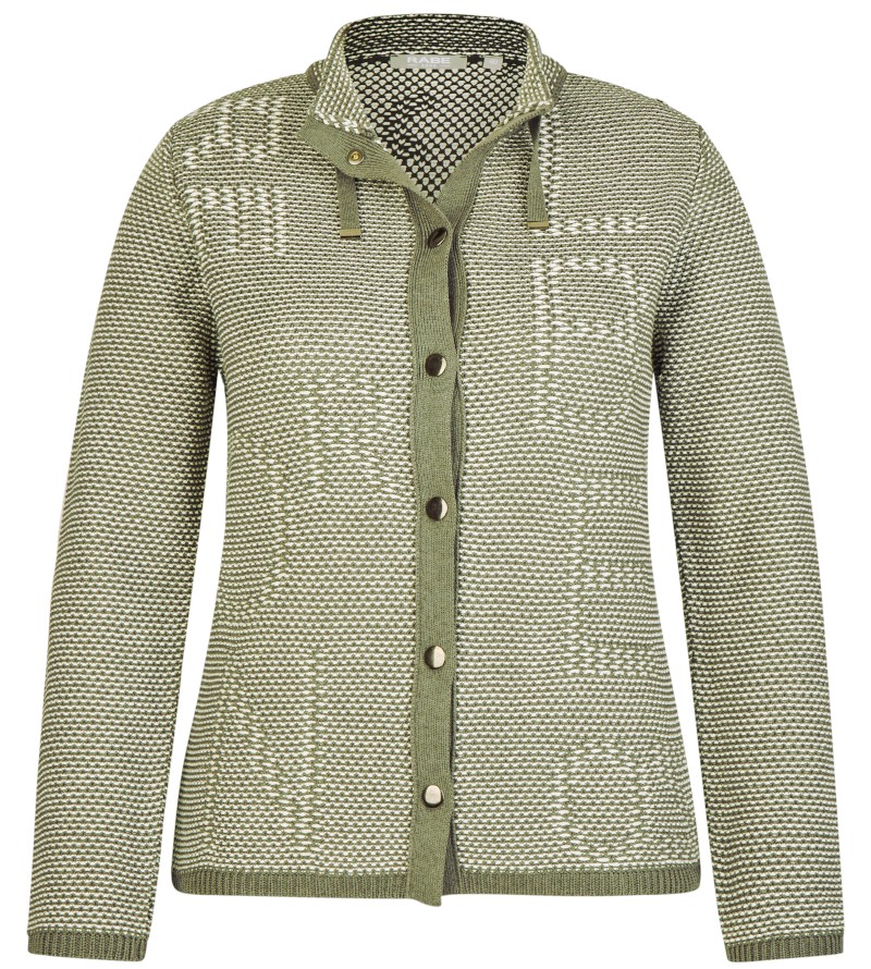 Strickjacke zum knöpfen in lind grün gemustert