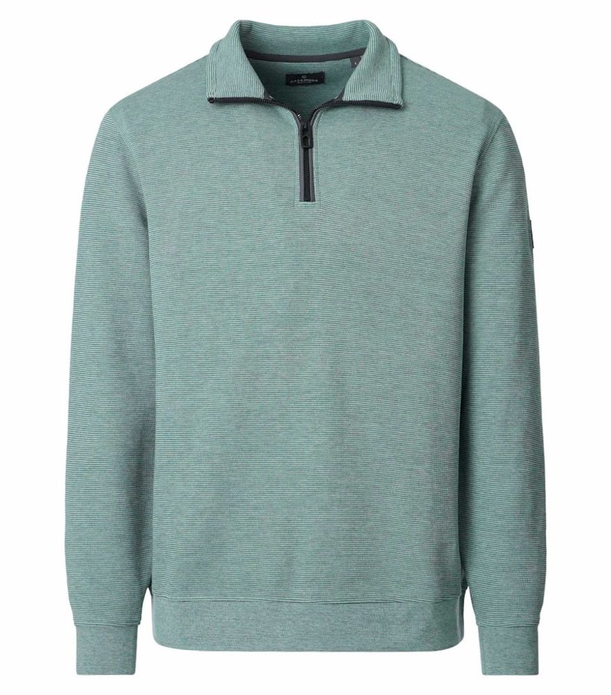Sweat als Troyer mit R-V in mint-grün