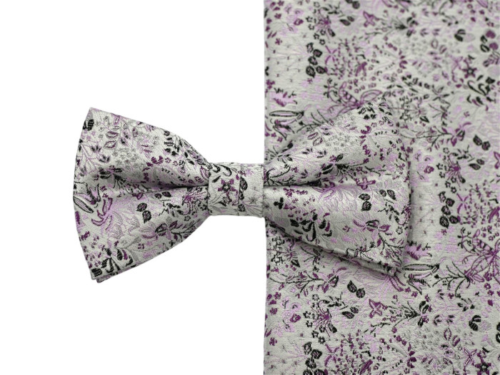 Seiden Schleife mit Tuch in flieder/grün/grau
