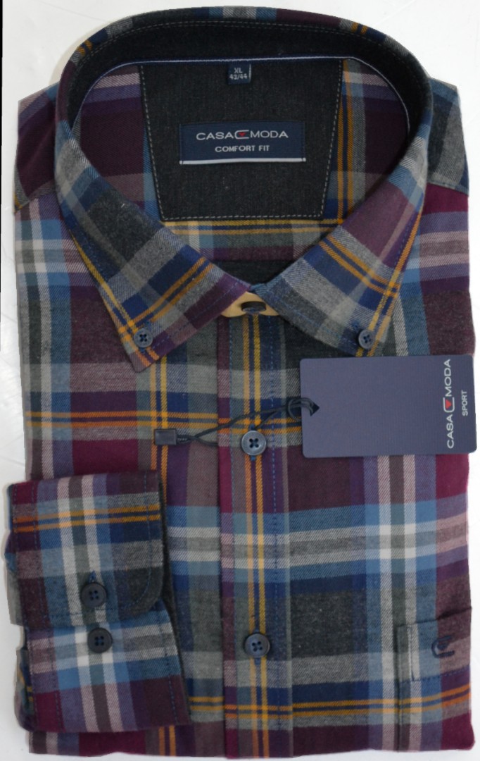 1/1 Arm Flanellhemd in mehrfarbig braun kariert