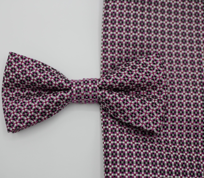 826432-52 Schleife mit Tuch in bordeaux-beere fein gemustert