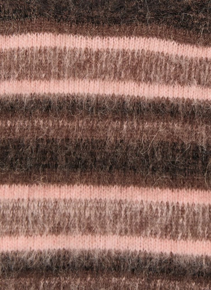 Flauschiger Pullover in mehrfarbig mit mokka