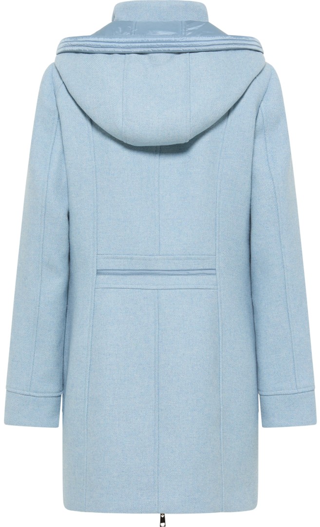 Wolljacke in sky blue mit Kapuze