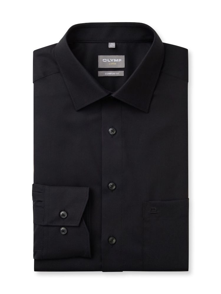 Comfort Fit Business Hemd in schwarz