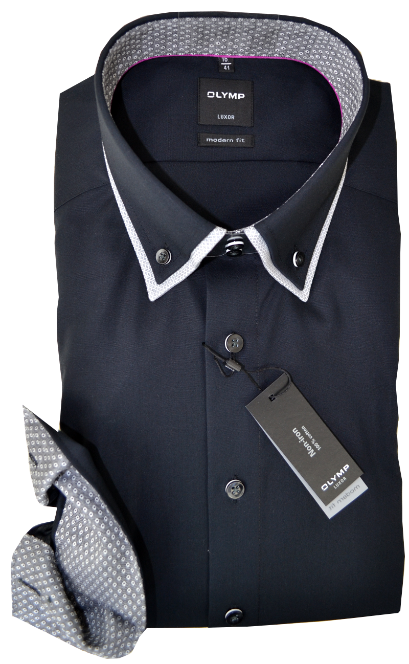 Modern Fit Business Hemd in schwarz mit Ausschmückung