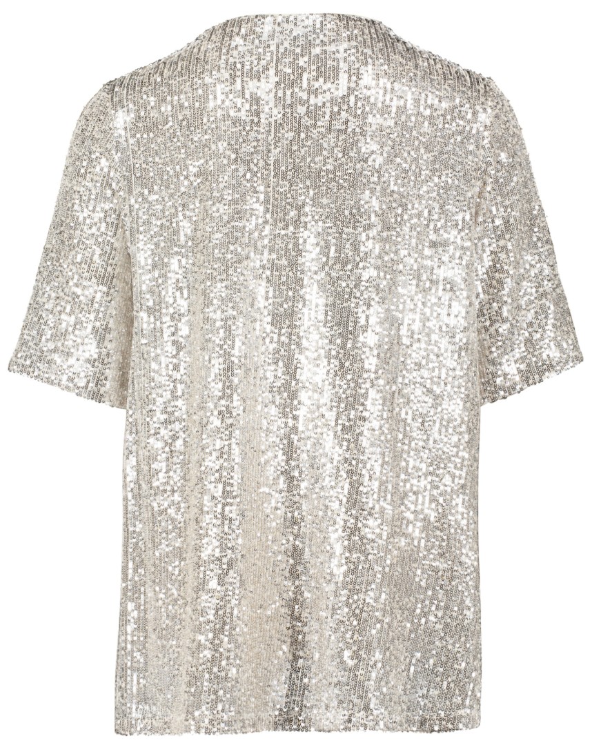 Paillettenshirt in cream-silver
