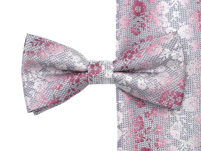 Seiden Schleife mit Tuch in rose/pink/grau