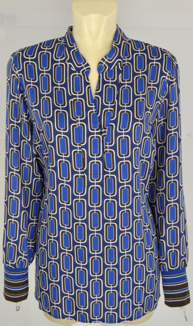 1/1 Arm Blusen Shirt in retro gemustert