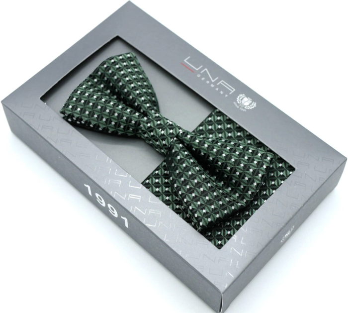 824832-35 Schleife mit Tuch in dunkel grün mit schwarz gemustert