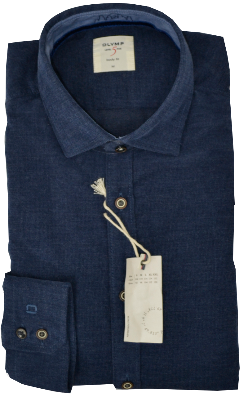 1/1 Arm Feincordhemd in enzianblau