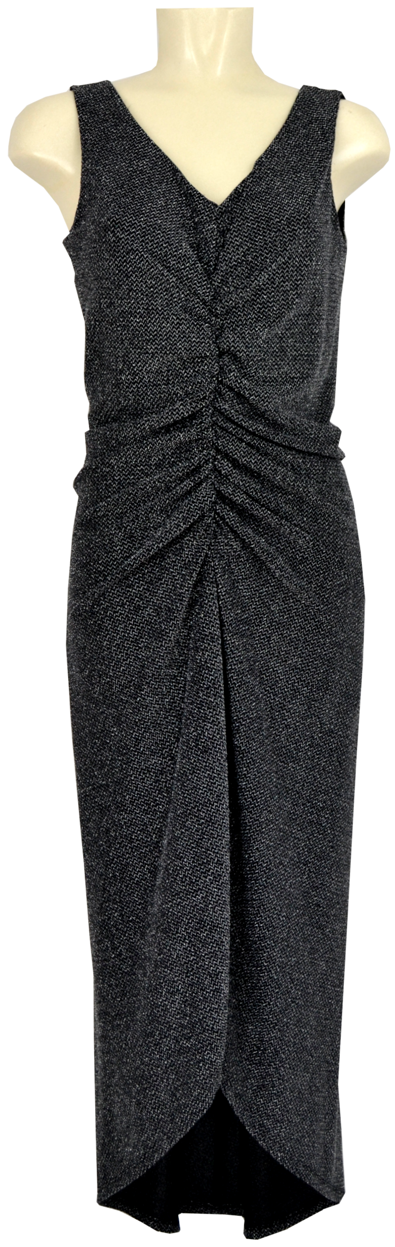 195396BLK-SILV Etuikleid mit Glanzeffekt in black-silver