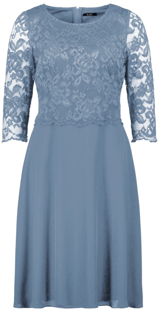 Mittellanges Abendkleid mit Spitze in bluish grey