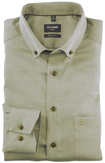 1306-44-47 1/1 Arm Freizeithemd im minimal Dessin mit hell grün