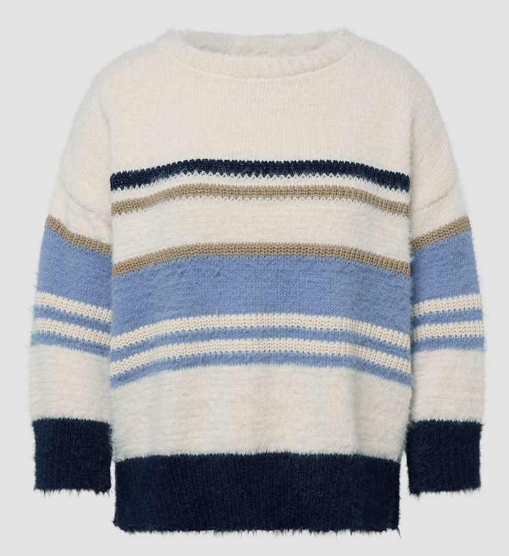 Pullover in mehrfarbig gemustert mit rauchblau