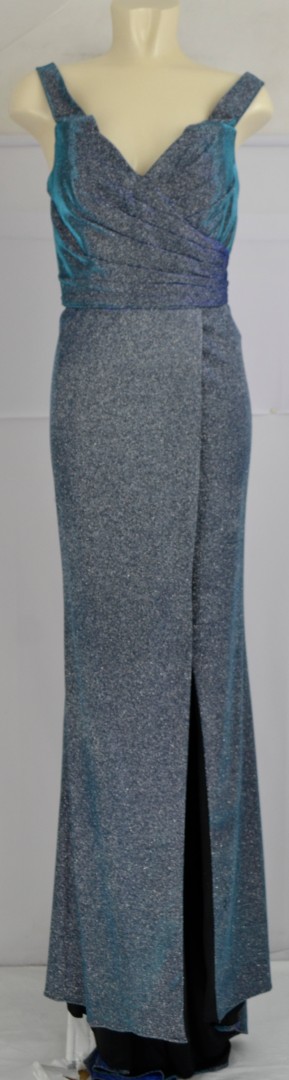 Langes Ballkleid grey-graphit mehrfarbig glänzend