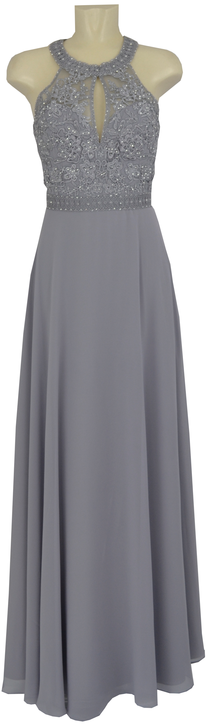 Langes Ballkleid in silver grey