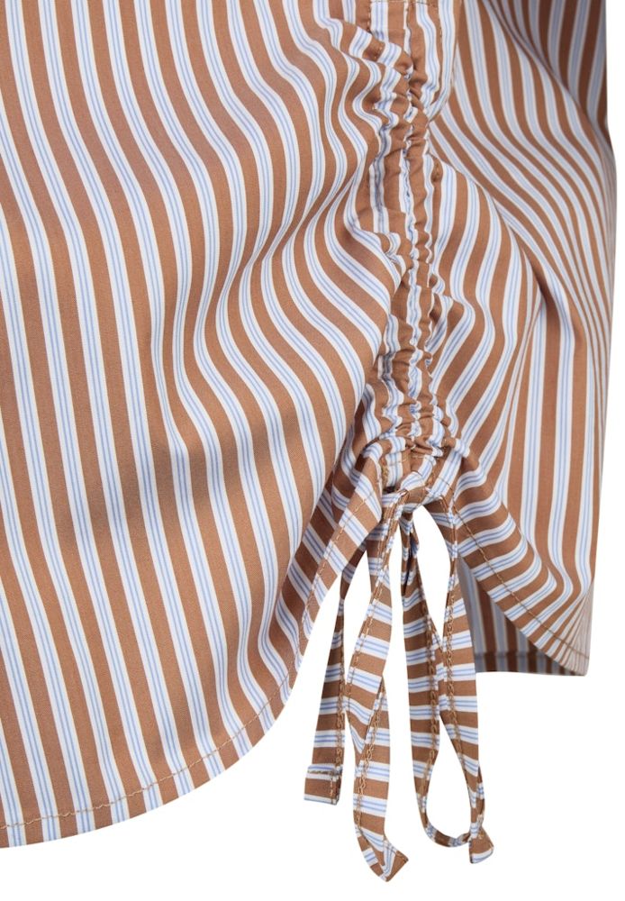 1/1 Arm Bluse in cognac  gestreift