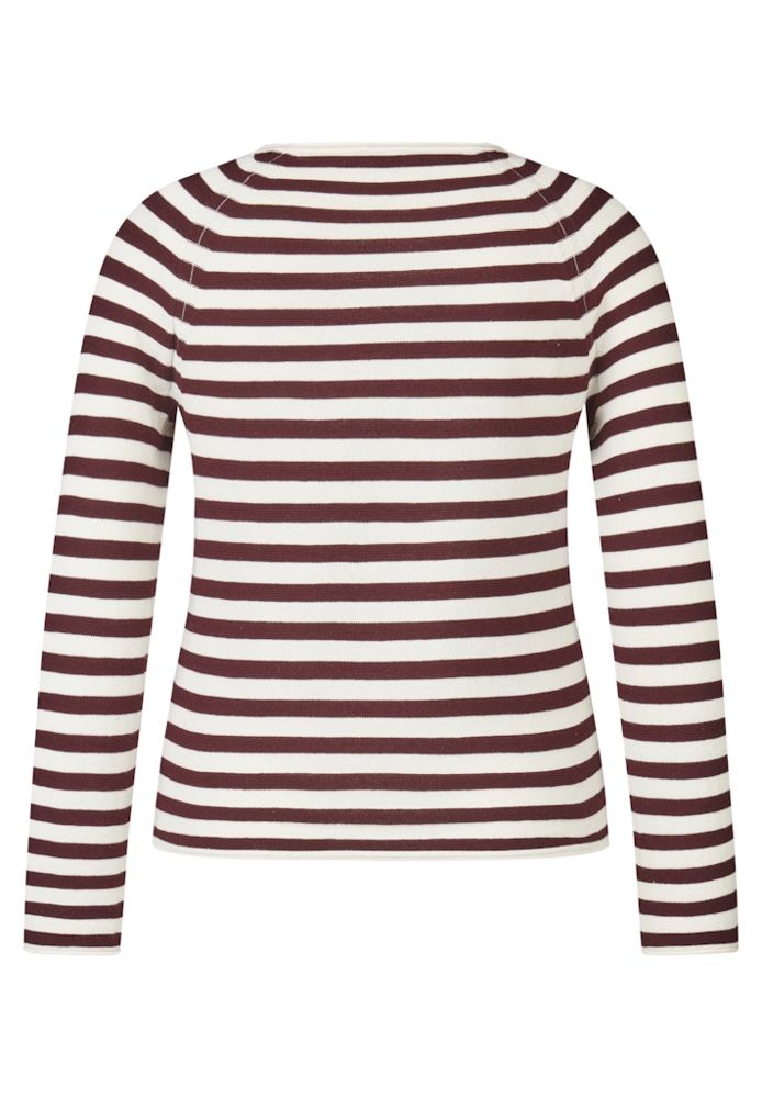 Leichter Pulli in merlot-ecrue geringelt
