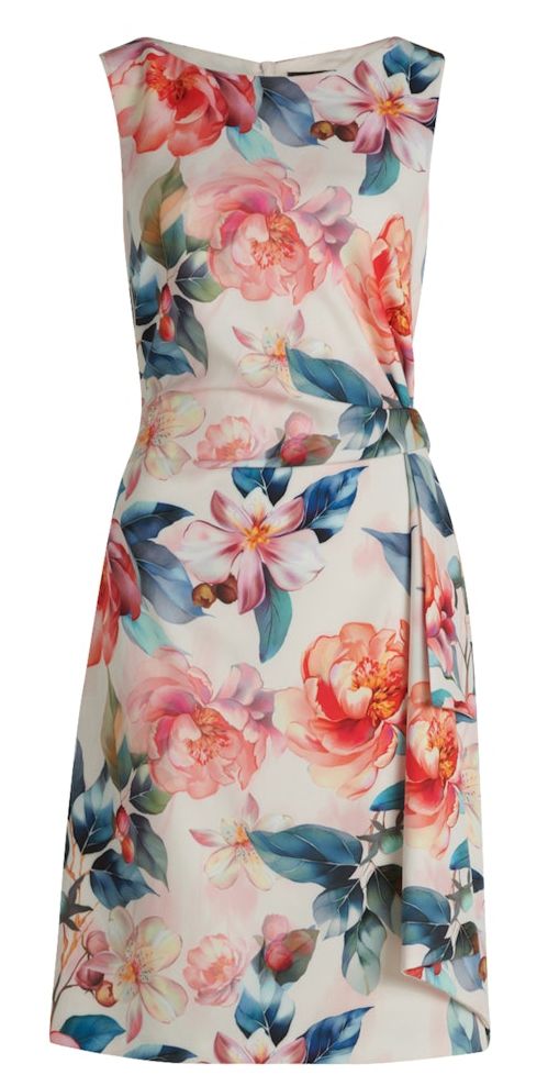 Mittellanges Kleid mit Druck in Rosè/Red mit floralem Druck