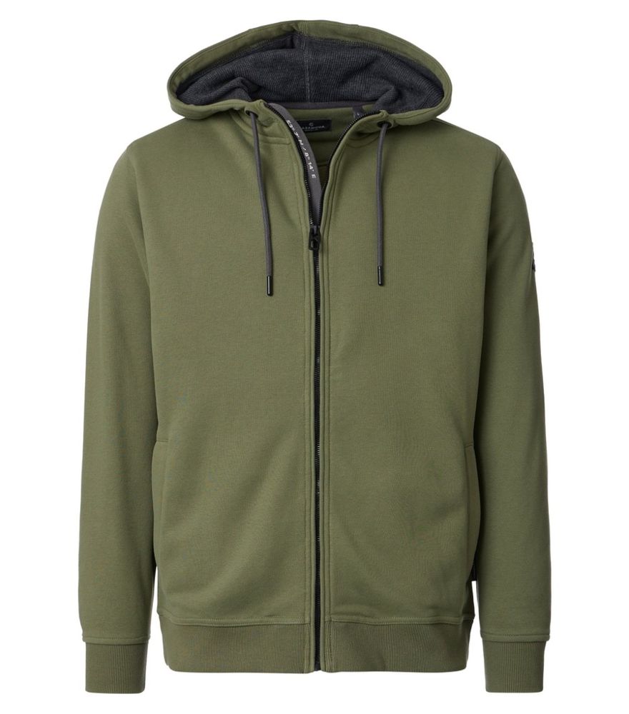 Sweat-Jacke mit Kapuze in grün