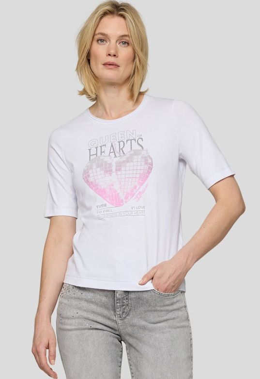 1/2 Arm Shirt mit floralem Print und Wording in weiß