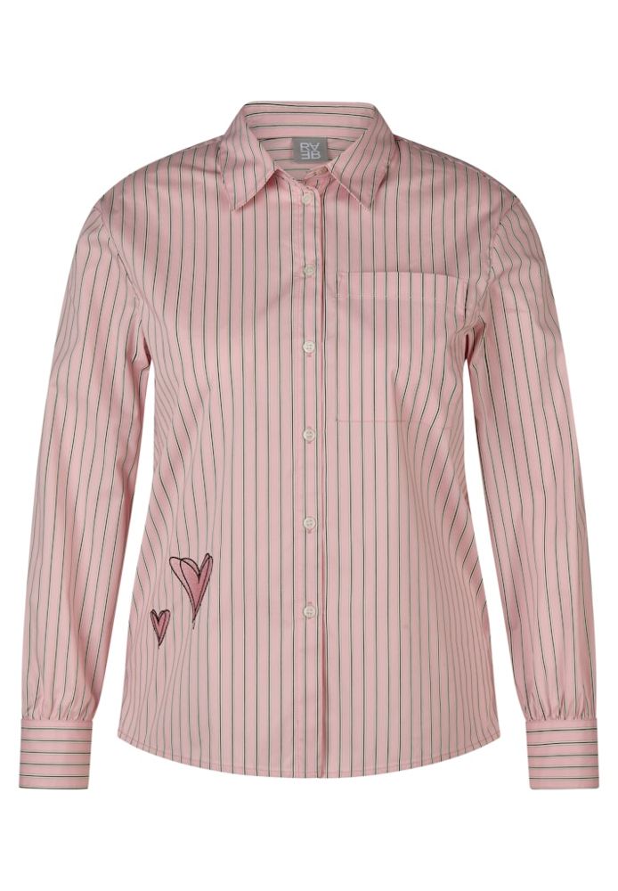 1/1 Arm Bluse in rose gestreift