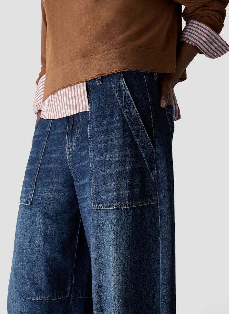 O-Jeans in denimblau mit weitem Bein