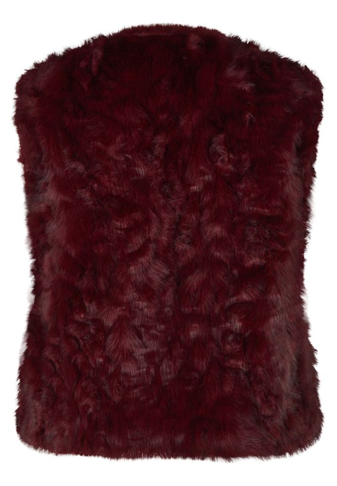 Weste als Fellemitat in merlot
