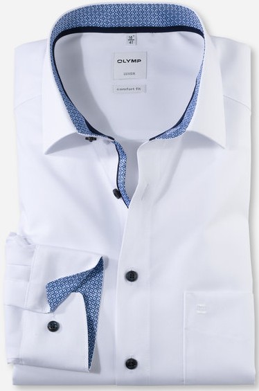 Business -und Freizeithemd in weiß mit Ausputz