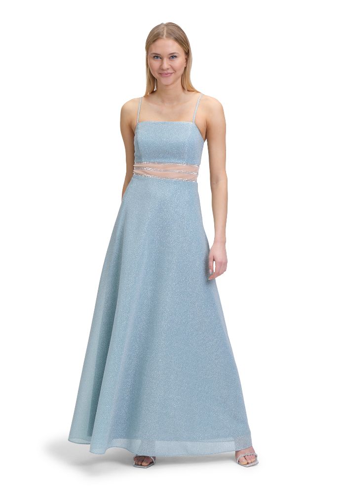 Langes Ballkleid in mint-silver