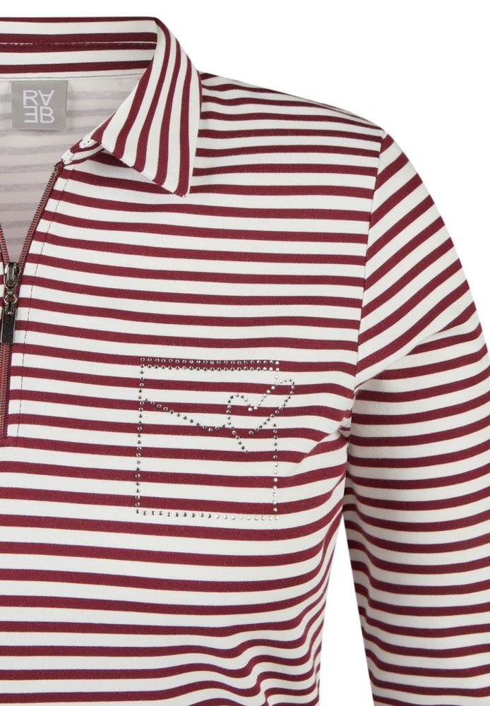 3/4 Arm Polo Shirt in geringelt mit Rose