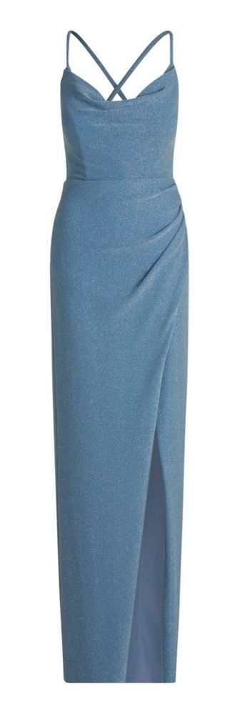 Langes Abendkleid in Blue-Silver
