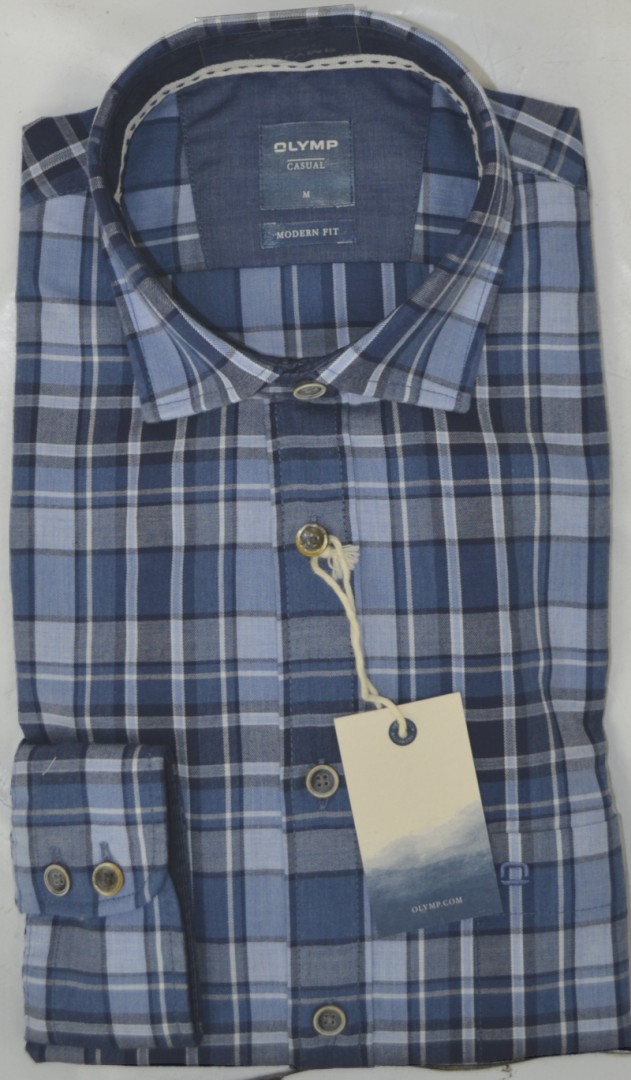 1/1 Arm Freizeithemd mehrfarbig kariert mit blau