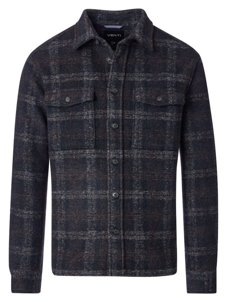 1/1 Arm Flanell Hemdjacke in vintage kariert mit blau